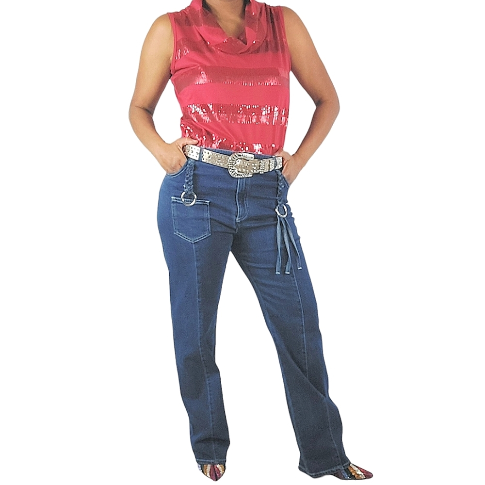 See By Chloe Blue Braided Tassel Detail Denim Jeans